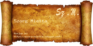 Szorg Mietta névjegykártya